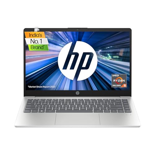HP Laptop 14, AMD Ryzen 5 7520U, 14-inch (35.6 cm), FHD, 16GB LPDDR5, 512GB SSD, AMD Radeon Graphics, FPR, FHD Camera w/Privacy Shutter, Backlit KB (Win 11, MSO 2021, Silver, 1.4 kg), em0027AU